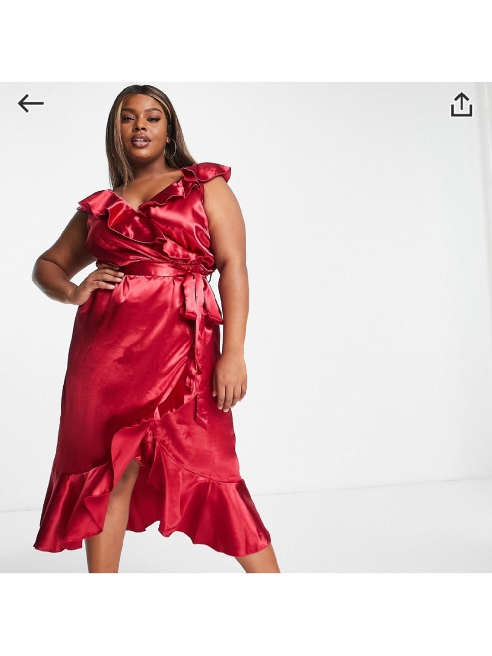 NWT little mistress Plus Size Red Satin Ruffle Dress